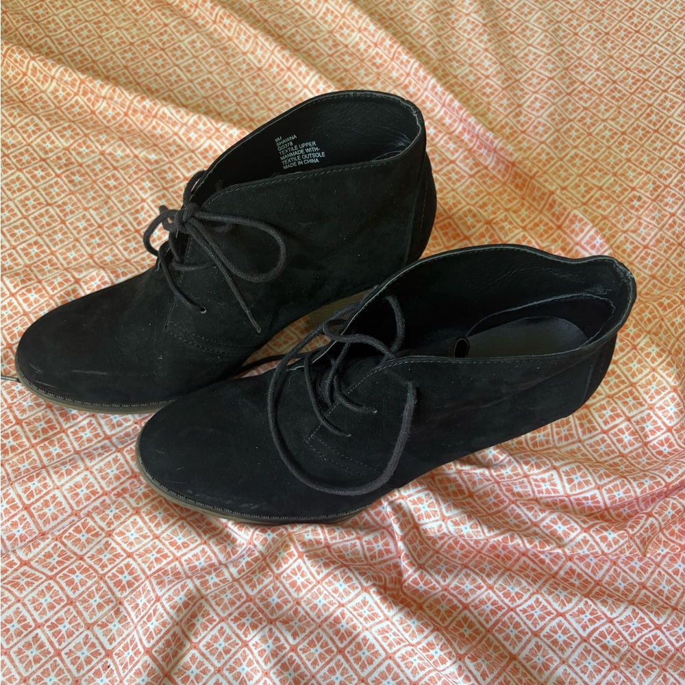 MIA Black Lace-Up Heeled Boots